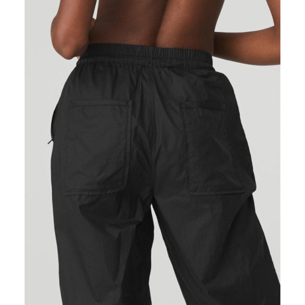 Alo Cloud Nine Pants Black High-Rise Waist Lightweight Windbreaker Track Joggers - Picture 4 of 12
